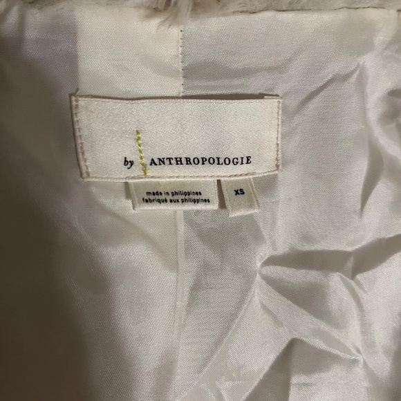 Anthropologie Cream Faux Fur Sherpa Jacket — Soft Winter Teddy Coat, Size XS - Picture 5 of 5